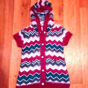 Little Lass hooded sweater, multi color size 4T